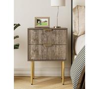 HEYZOEY Mesita de Noche, mesita de Noche Moderna, Estilo Bohemio, para Dormitorio, salón, salón, Gris (2 cajones)