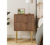 HEYZOEY Mesita de Noche, mesita de Noche Moderna, Estilo Bohemio, para Dormitorio, salón, salón, Nogal (2 cajones)