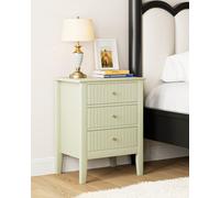 HEYZOEY Mesita Noche Vintage con 3 Cajones, Mesilla de Noche Estilo Rústico Granja con Tiradores Dorados, Mesa Auxiliar para Dormitorio y Salón, Verde Pistacho (45 × 35 × 61 cm)