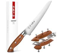 HEZHEN 21,5 cm Cuchillos de Pan Dentada de Acero Inoxidable | Acero Alemán, Full Tang Mango de Redwood, Hoja Dentada,Cuchillos Dentado pour Couper le pain, les Gâteaux ou les Pâtisseries
