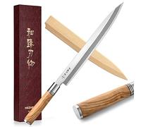 HEZHEN 30CM Cuchillo Sashimi, Acero Forjado Couteau à Sushi Yanagiba, Mango de Madera Estuche Cuchillos