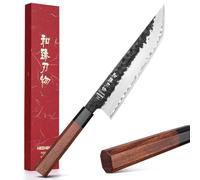 HEZHEN Cuchillo de Cocina Sakimaru, Cuchillo de Chef de Acero Compuesto Forjado en 3 Capas, Corta Carne Corta Verduras, Mango Octogonal de Madera