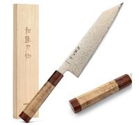 HEZHEN Cuchillo de Kiritsuke de Acero Damasco de Cobre, Cuchillo de Chef Estilo Japonés Cuchillos de Cocinero, Acero Damasco Cuchillo de Bunka, Mango Octogonal de Madera