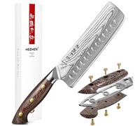 HEZHEN Damasco Cuchillo Nakiri, Estilo Japonés Cuchillos de Cocinero, Multiusos Cuchillo Chef Asiático Para Rebanar Carne Cortar Verduras, Mango de Micarta