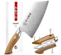 HEZHEN Damasco Hachas de Cocina Para Rebanar Carne, Multiusos Cuchillo de Chef Carnicero Chino,Cuchillos de Carne Profesional,Full Tang Mango
