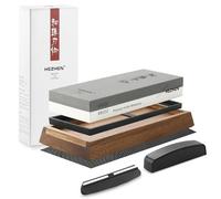 HEZHEN Piedra de Afilar Grande de Corindón Blanco, Grano 3000/8000 Doble Cara Afilador de Cuchillos Profesional, con Base Antideslizante de Madera, Guía de Ángulo y Piedra de Aplanamiento
