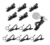 Hezhou 10 piezas Negro Mini Lavalier Solapa Collar Clip Mic Soporte de Micrófono Mango de Metal Micrófono Clips de Micrófono Pinzas para Entrevista, Reunión Lecturas de Chat en línea Adecuado (Estilo