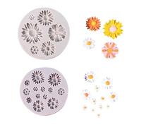 Hezhou 2 Piezas Molde Silicona Mini Margarita y Flor de Ciruelo - Decorativa Reutilizable para Fondant Flores 3D - Decoración (Gris)