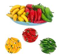 Hezhou 60 Piezas Artificial Pimienta Chile Artificial Vegetales Falsos Decoración Artificiales Pimienta Simulación Artificial Realista Vegetal Falso Vegetal Artificial Hermoso (Tres Colores)