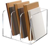 HeZone Revistero, revistero acrílico transparente, organizador de archivos para escritorio de oficina, organizador de libros, una sola pieza, 3 espacios verticales, 1 paquete (B5)