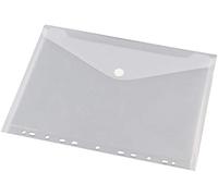 HF2 135361-Carpetas sobres A4 (Pack de 10) en PP translúcido para documentos, con cierre de velcro, multiperforadas, 11 agujeros - Blanco