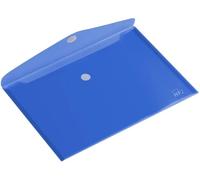 HF2 190126-Carpetas sobres A4 (Pack de 10) en PP translúcido para documentos, con cierre de velcro, diseño horizontal - Azul