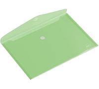 HF2 190136-Carpetas sobres A4 (Pack de 10) en PP translúcido para documentos, con cierre de velcro, diseño horizontal - Verde