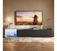 HFASD Mueble TV Extensible 160-240 cm con Luces led, Mueble para TV de 65 Pulgadas, Muebles Tele con 3 Cajones y 1 Compartimento Abierto, Estilo Moderno, para Salón y Dormitorio, Blanco