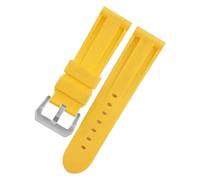 HFBZVAFC Correa de goma for reloj, correa de silicona de 20mm, 22mm, 24mm y 26mm, adecuada for reloj deportivo for hombre y mujer, pulsera de repuesto(Yellow silver,26mm)