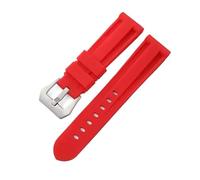 HFBZVAFC Correa de goma for reloj, correa de silicona de 20mm, 22mm, 24mm y 26mm, adecuada for reloj deportivo for hombre y mujer, pulsera de repuesto(Red silver,24mm)