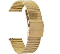 HFBZVAFC Correa de malla de acero inoxidable de 12/14/16/18/20/22/24 mm, correa de metal de liberación rápida, cierre plegable ajustable, correa de repuesto(Gold,12mm)