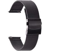 HFBZVAFC Correa de malla de acero inoxidable de 12/14/16/18/20/22/24 mm, correa de metal de liberación rápida, cierre plegable ajustable, correa de repuesto(Black,20mm)
