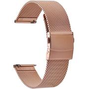HFBZVAFC Correa de malla de acero inoxidable de 12/14/16/18/20/22/24 mm, correa de metal de liberación rápida, cierre plegable ajustable, correa de repuesto(Rose Gold,18mm)