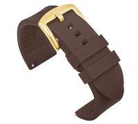 HFBZVAFC Correa de reloj de silicona de 20 mm y 22 mm, pulsera de repuesto de liberación rápida for buceo deportivo, correa de reloj universal for hombres y mujeres(Brown (gold buckle),20mm)