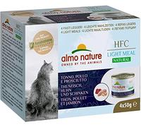 HFC Natural Light Meal - Comida para Gatos Adultos - Atún, Pollo y jamón, 50 g x 4 Unidades, 200 g