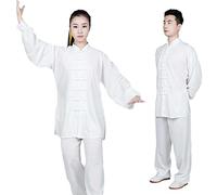 HFCY Conjunto de traje de Kung Fu de artes marciales tradicionales chinas para hombre, uniforme de ala de Tai Chi Chun para mujer, ropa de meditación de yoga, blanco-M
