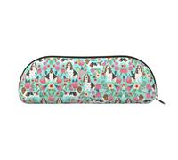 Hfderw Bolsa de almacenamiento de cuero semicircular con cremallera, estuche estéreo, portátil, estuche para lápices, bolsa de maquillaje, bolsa de almacenamiento, dorado, talla única, Art Deco