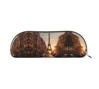 Hfderw Bolsa de almacenamiento semicircular de cuero con cremallera estéreo, estuche portátil para lápices, bolsa de cosméticos, bolsa de almacenamiento, Dorado, One Size, Art Deco