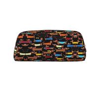 Hfderw Estuche de cuero con cremallera para lápices estéreo, portátil, bolsa de cosméticos, bolsa de almacenamiento, dorado, talla única, Art Deco, Gold, Talla única, Decoración de arte
