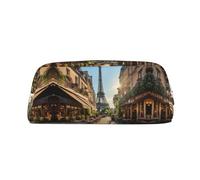 Hfderw Estuche de piel con cremallera portátil para lápices, cosméticos, bolsa de almacenamiento, plata, talla única, Art Deco