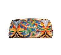 Hfderw Estuche portátil de cuero con cremallera para lápices estéreo, bolsa de almacenamiento, Dorado, One Size, Art Deco