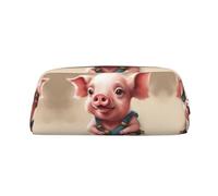 Hfderw Estuche portátil de cuero con cremallera para lápices estéreo, bolsa de almacenamiento, Dorado, One Size, Art Deco