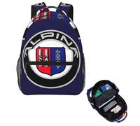 HFDGFJKKL Mochila Alpina - Logotipos de coches clásicos Mochila de día Libro infantil de gran capacidad Hombro escolar para hombres Regalo del Festival