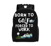 HFDGFJKKL Mochila Impresión 3D personalizada Nacido del golf obligado a trabajar para chicos Colegio Chicas Libro de viajes universitario Encaja Laptop de 15 pulgadas Regalo del Festival