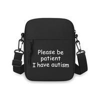 HFDGFJKKL Mochila, por favor, paciente, ten autismo Hombres bandoleros Mujeres de un solo hombro Dibujos animados Dibujos animados Impresión unisex Regalos de Halloween y Navidad