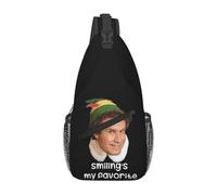 HFDGFJKKL Mochila Sonriendo Mi Amigo Favorito La Película de Elfos Will Ferrell Pecho Hombres Sling Crossbody Chest Daypack Bolso de Hombro Regalos de Halloween y Navidad