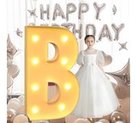 HFDJRWK Luces de Neón con Letras Brillantes de Gran Tamaño: Letreros Luminosos con Letras y Números en Mosaico Multifuncionales for Cumpleaños, Bodas y Propuestas de Matrimonio.(B,100cm)