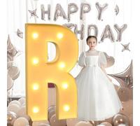 HFDJRWK Luces de Neón con Letras Brillantes de Gran Tamaño: Letreros Luminosos con Letras y Números en Mosaico Multifuncionales for Cumpleaños, Bodas y Propuestas de Matrimonio.(R,120cm)