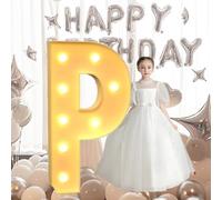 HFDJRWK Luces de Neón con Letras Brillantes de Gran Tamaño: Letreros Luminosos con Letras y Números en Mosaico Multifuncionales for Cumpleaños, Bodas y Propuestas de Matrimonio.(P,120cm)