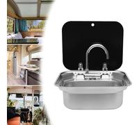 HFDTS Fregadero de Cocina con Tapa for Autocaravana, Fregadero Individual de Acero Inoxidable for Verduras, Fregadero Plegable con purificador de Agua for Coche, Fregadero Cuadrado con Grifo