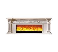 HFERTSCN Chimenea eléctrica de 78,7 pulgadas con estante, llama realista 3D, soporte para chimenea de televisión autóctona, decorativa, calentador de chimenea decorativa (blanco) Fandiao