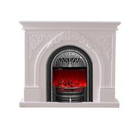 HFERTSCN Chimenea eléctrica Estilo Tradicional Chimenea eléctrica con repisa, núcleo de Calentador en Forma de pájaro y Calentador de Chimenea de Llama Realista 3D (Plata) FANDIAO