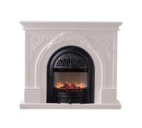 HFERTSCN Chimenea eléctrica Estilo Tradicional Chimenea eléctrica con repisa, núcleo de Calentador en Forma de pájaro y Calentador de Chimenea de Llama Realista 3D (Negro) FANDIAO