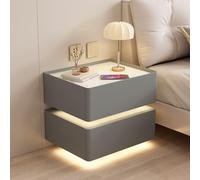 HFERTSCN Mesa de Noche LED Moderna con 2 cajones y diseño Minimalista de Cuero de Microfibra Mesa Auxiliar pequeña con Almacenamiento No se Requiere instalación FANDIAO