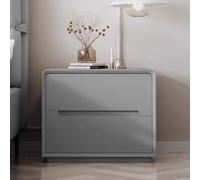 HFERTSCN Palabra de Noche de Madera sólida: mesita de Noche Minimalista Mesa de Noche de Cuero con cajones para Dormitorio de Vida, no se Requiere instalación, Gris Claro, 50x40x50cm FANDIAO