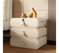 HFERTSCN Palabra Nocturna Nocturna, mesitas de Noche de liquidación, Mesa Auxiliar de Altavoces Bluetooth, mesita de Noche con 3 cajones, Poses de Noche Modernos, Estante de Almacenamiento Abierto,