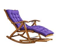 HFERTSCN Silla de Gravedad Cero Silla de Patio de bambú de bambú sillones de césped Plegables con Acolchado para el Patio Trasero Junto a la Piscina y la Playa, MAX.150 kg (púrpura) FANDIAO