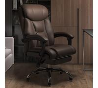 HFERTSCN Silla de Oficina ejecutiva ergonómica de Respaldo Alto con característica reclinable para Adultos Pesados Silla de Escritorio de Cuero marrón con Ruedas (25x1821 Pulgadas) FANDIAO