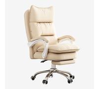 HFERTSCN Silla de Oficina ergonómica Grande y Alta con Ruedas de Espalda Espesa de Espalda Altura Ajustable Asiento Beige Incluye fideshole FANDIAO
