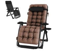 HFERTSCN Silla de salón, Sungergers Reclining Sun Sunger Plegable Silla de Gravedad Cero Estable Extra Ancho ergonómico reclinable Silla reclinable de Carga de 200 kg (Almohadilla marrón) FANDIAO